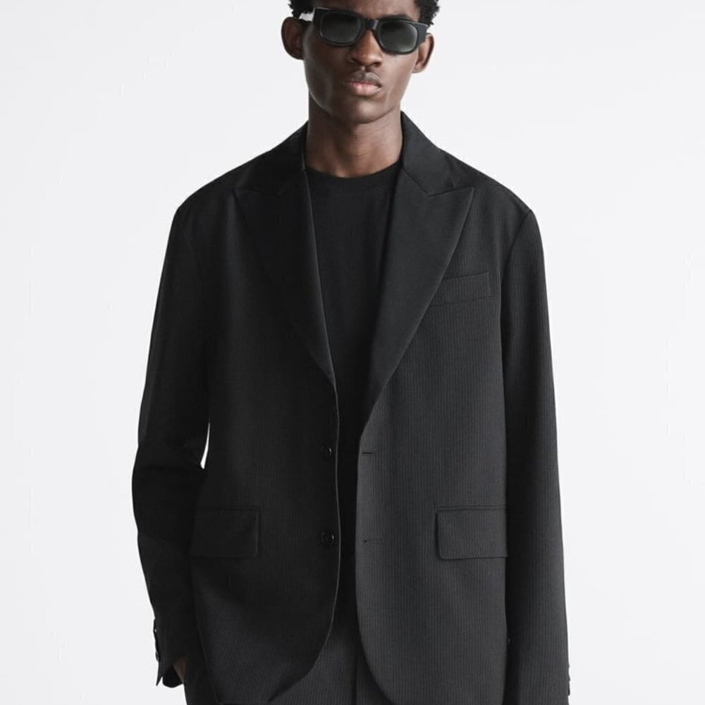 ZARA PINSTRIPE SUIT JACKET LIMITED EDITION BLACK SIZE 42 | 6774/023/800